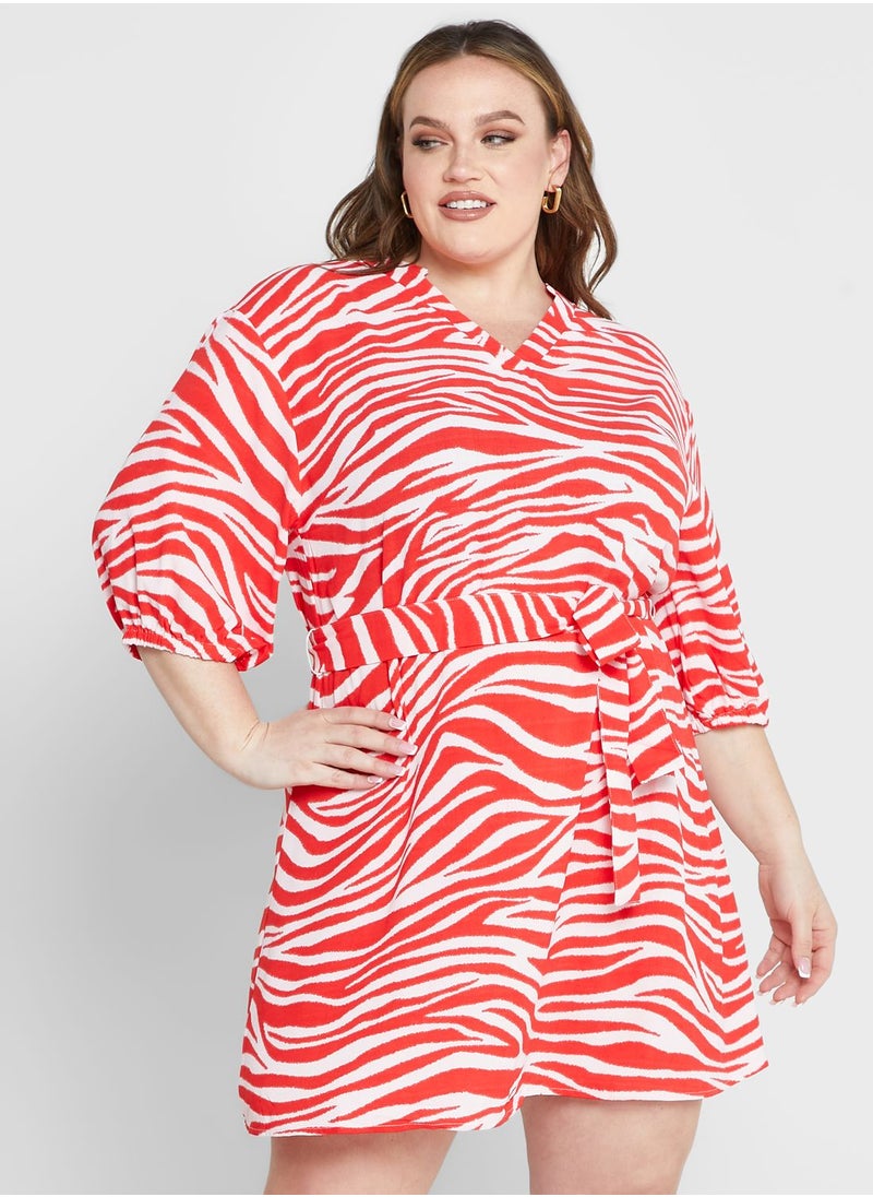 Vero Moda Curve Printed Tie Detail Dress  - Image 1