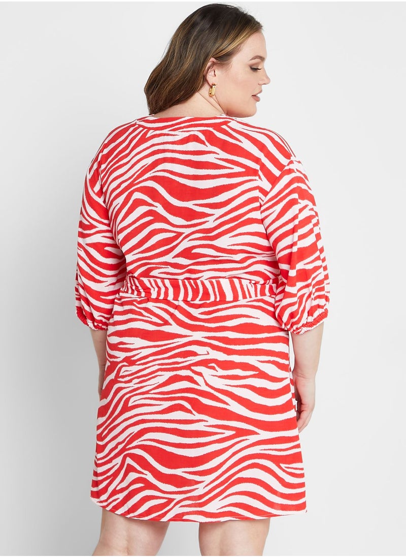 Vero Moda Curve Printed Tie Detail Dress  - Image 2