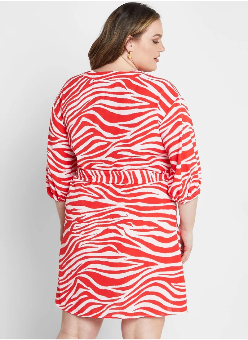 Vero Moda Curve Printed Tie Detail Dress