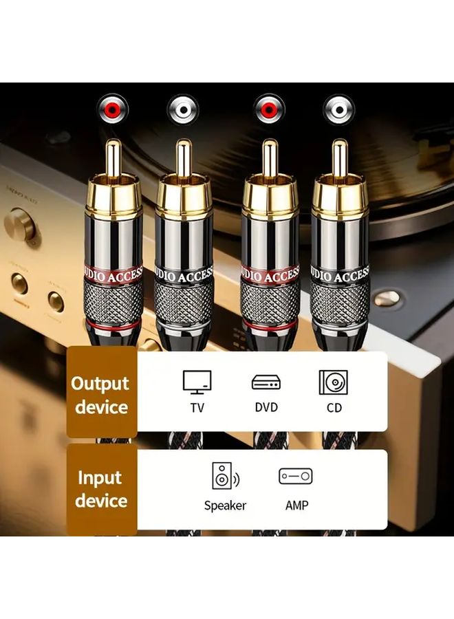 Heavy Duty Shielded 2RCA to 2RCA Audio Cable 2m Gold Plated for Amplifier TV Sound System - Image 5