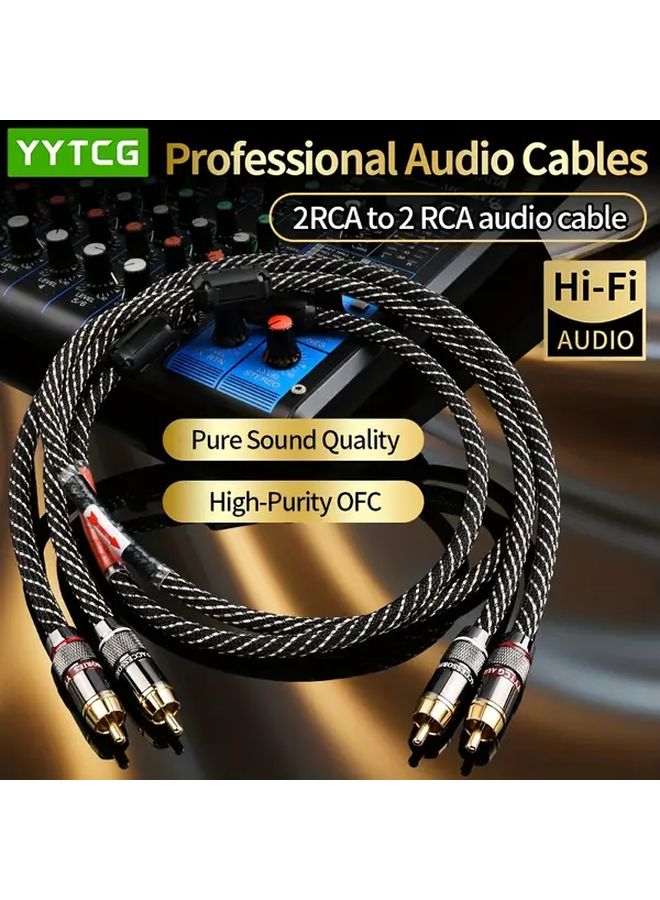 Heavy Duty Shielded 2RCA to 2RCA Audio Cable 2m Gold Plated for Amplifier TV Sound System - Image 4