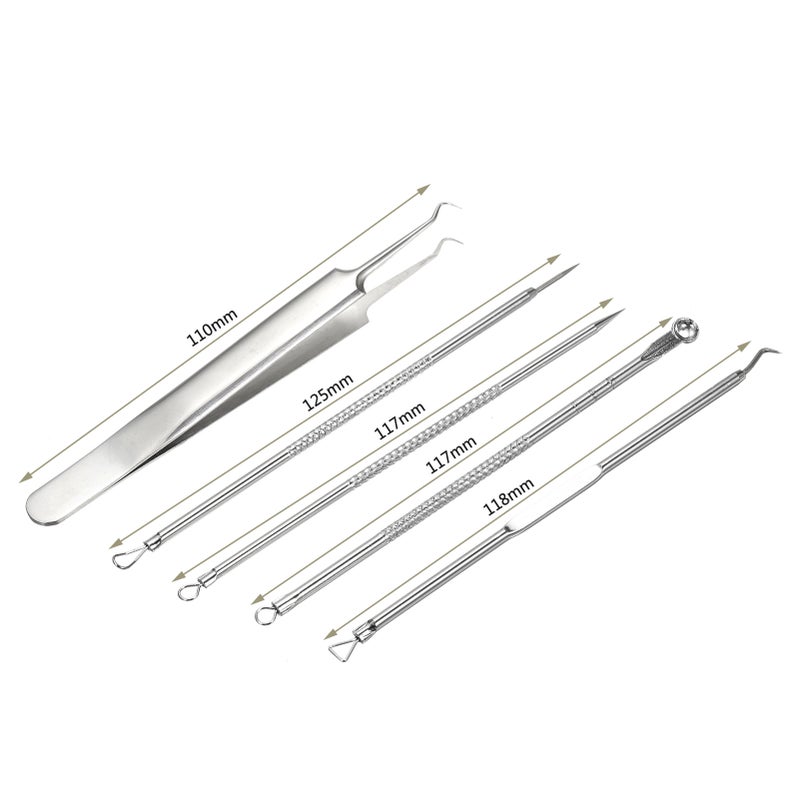 5PCS Stainless Steel Acne Removal Kit Blackhead Remover Facial Pimple Comedone Needle - Image 4