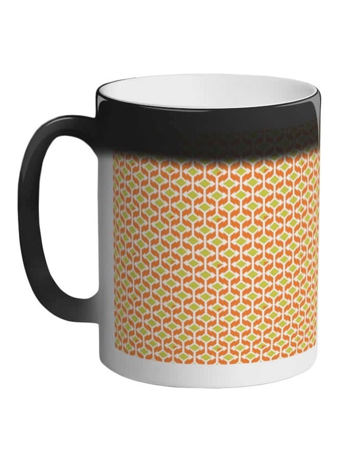 RYN Decorative Traditional Design Printed Colour Changing Coffee Mug Black 11ounce