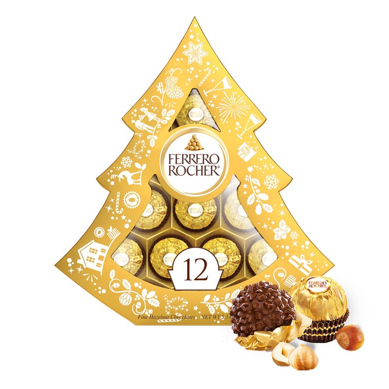 Ferrero Rocher, 12 Count, Premium Gourmet Milk Chocolate Hazelnut, Luxury Chocolate Holiday Gift, Individually Wrapped, 5.3 Oz - Image 1