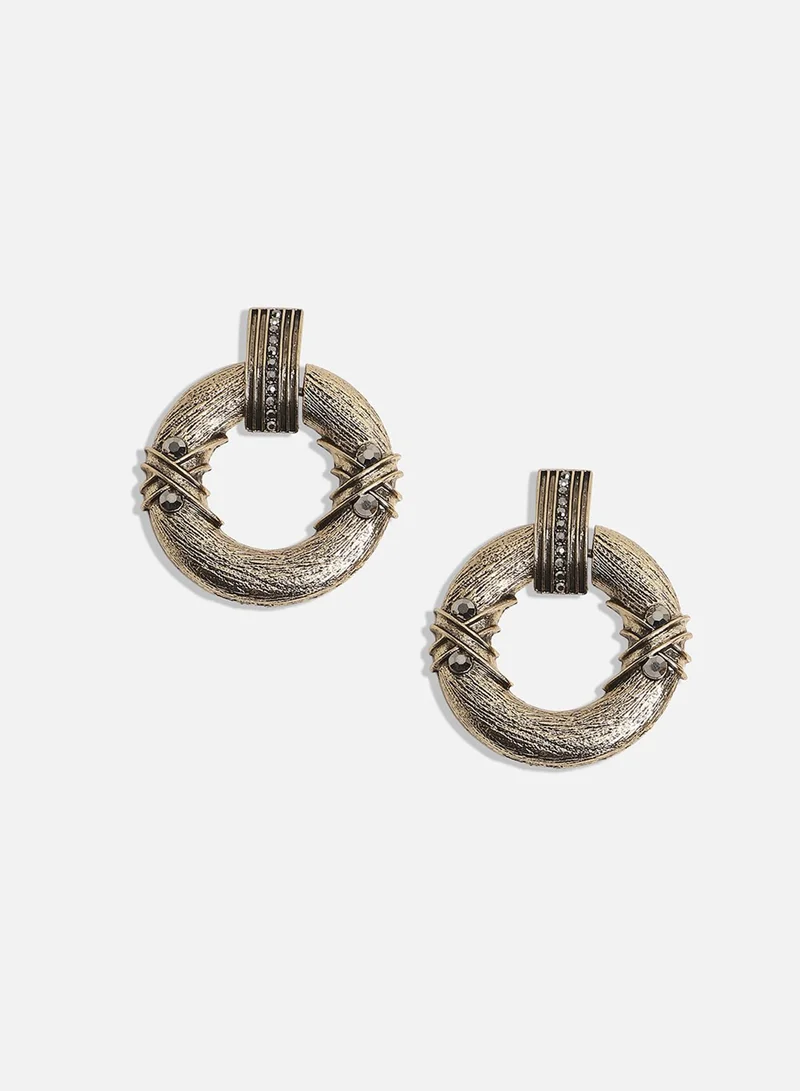 SOHI Textured Halo Artificial Drop Earring Jewellery