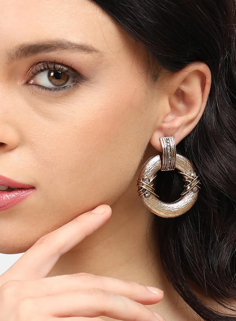 SOHI Textured Halo Artificial Drop Earring Jewellery