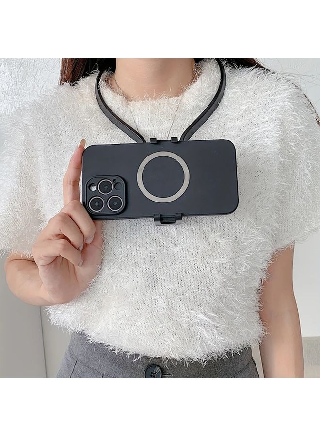 Adjustable Neck Hanging Mobile Phone Holder Hands Free Camera Horizontal Vertical Switch - Image 1