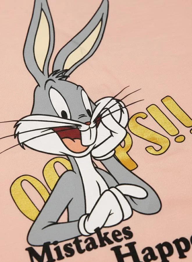 Looney Tunes Graphic Print Round Neck Fashion T-shirt