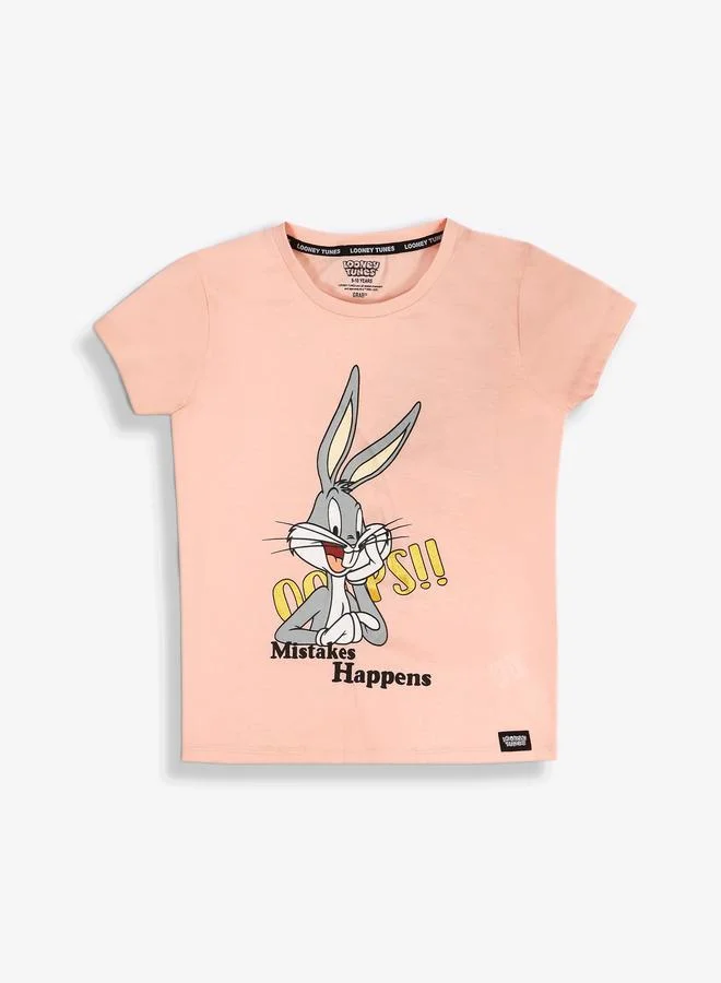 Looney Tunes Graphic Print Round Neck Fashion T-shirt