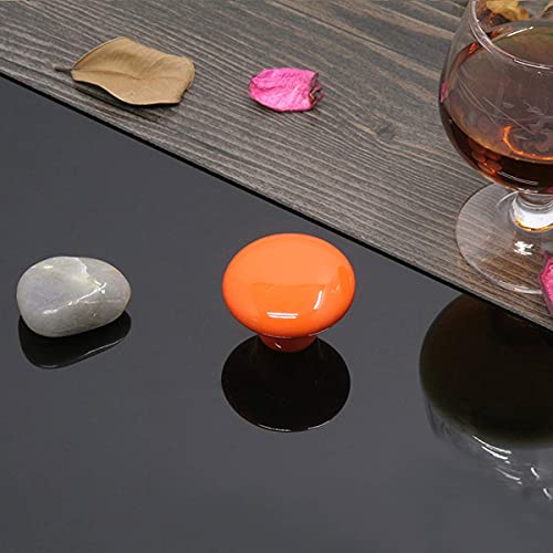 HUAMULAN 15PCS Orange Glossy Ceramic Knobs Button Round Mushroom Cabinet Dresser Vintage Pulls Door Handles Cupboard Wardrobe Drawer, Dia. 1.5 inch 38mm - Image 4