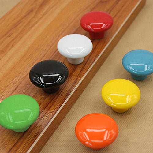 HUAMULAN 15PCS Orange Glossy Ceramic Knobs Button Round Mushroom Cabinet Dresser Vintage Pulls Door Handles Cupboard Wardrobe Drawer, Dia. 1.5 inch 38mm - Image 5