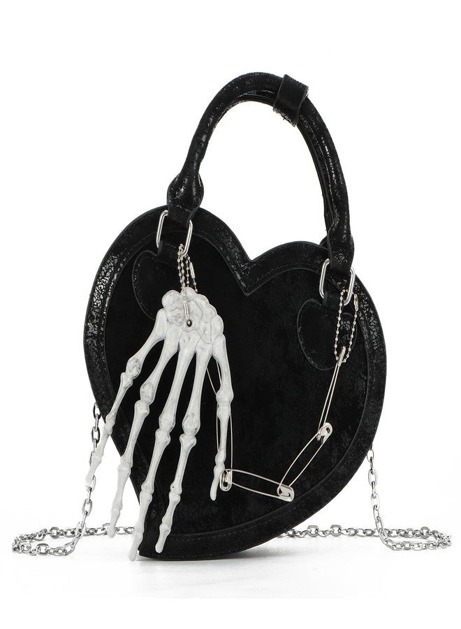 KUANG! Halloween Handbag Skull Hand Purse Heart Shaped Tote Bag Leopard Print Shoulder Crossbody Purse for Women - Image 1