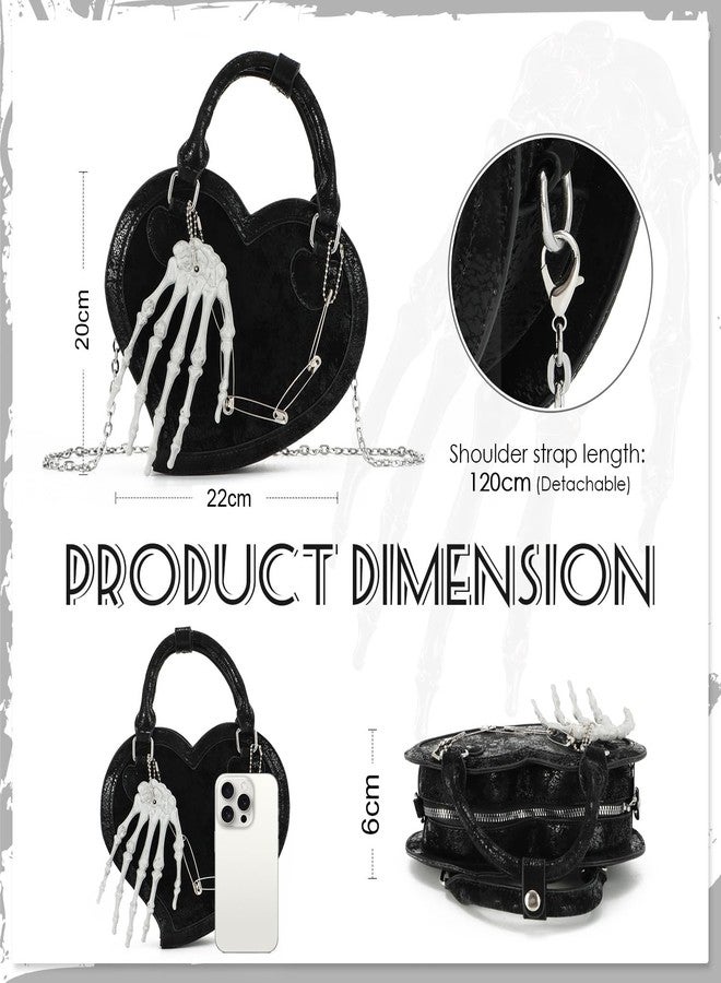 KUANG! Halloween Handbag Skull Hand Purse Heart Shaped Tote Bag Leopard Print Shoulder Crossbody Purse for Women - Image 3