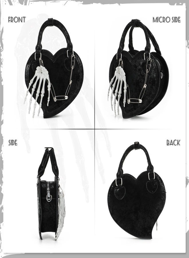 KUANG! Halloween Handbag Skull Hand Purse Heart Shaped Tote Bag Leopard Print Shoulder Crossbody Purse for Women - Image 4
