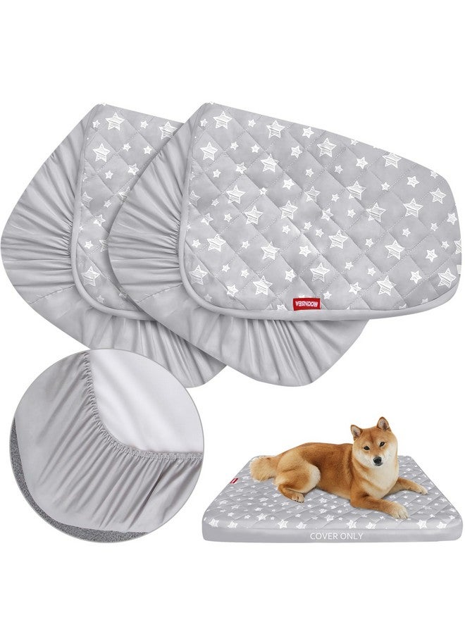 Moonsea Dog Bed Covers Replacement Washable 2 Pack, Waterproof Dog Bed Covers Dog Pillow Cover Quilted, Pet Bed Cover Lovely Grey Star Print, Puppy Bed Cover 27X36 Inches, For Dog/Cat, Cover Only - Image 1