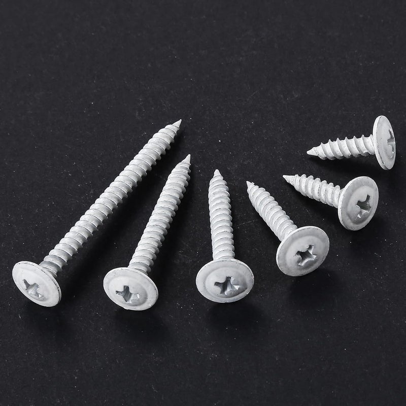 Wensilon (95 pcs)#8 White Truss Head Wood Screws Quick Metal Self Tapping Zinc Oxide with Drywall Plastic Anchors Assortment Kit - Image 3