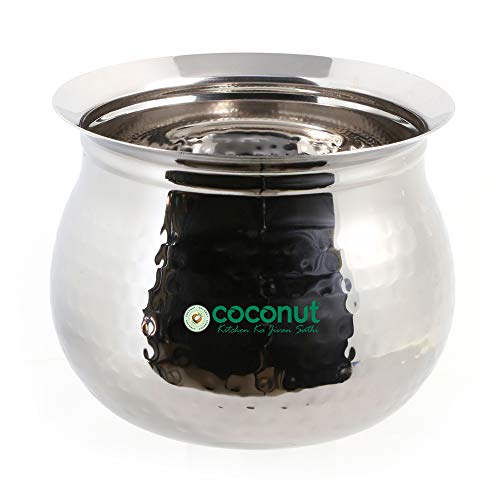 Coconut Stainless Steel - Cookware/Oreo Hammered Handi -1 Unit - Capacity - 2600 ML - Image 1