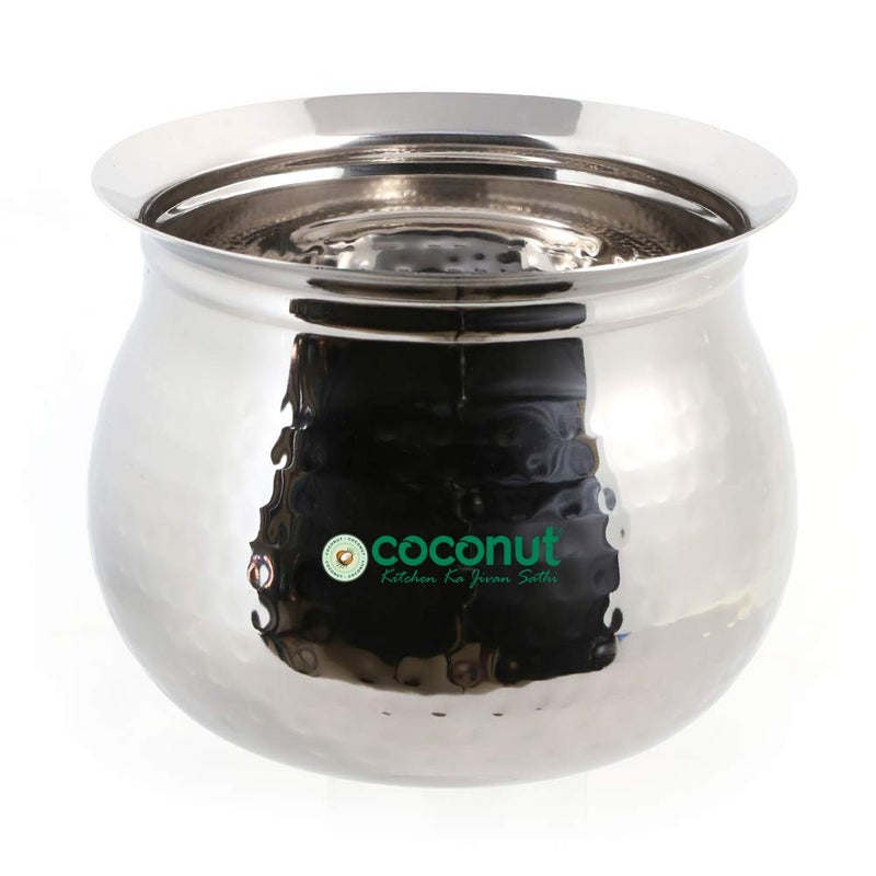 Coconut Stainless Steel - Cookware/Oreo Hammered Handi -1 Unit - Capacity - 2600 ML - Image 5