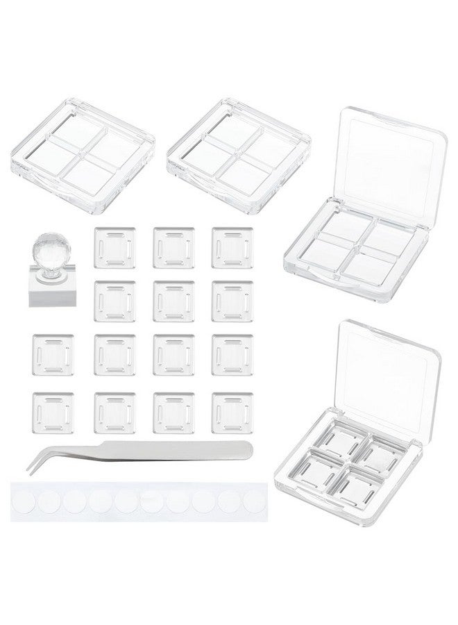 BENECREAT 4Pcs Empty DIY Eyeshadow Box Kit, Slim Custom Makeup Palette Wrapped Powder Blush Lipstick Container with 20pcs Palette Pans for Travel, DIY Cosmetic, Crafts projects - Image 1