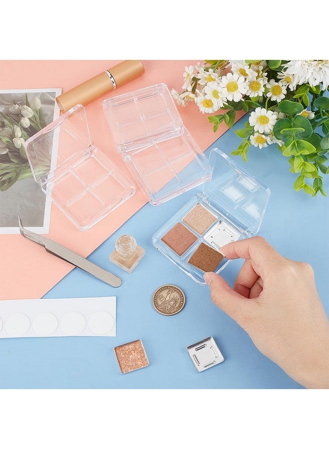 BENECREAT 4Pcs Empty DIY Eyeshadow Box Kit, Slim Custom Makeup Palette Wrapped Powder Blush Lipstick Container with 20pcs Palette Pans for Travel, DIY Cosmetic, Crafts projects - Image 3