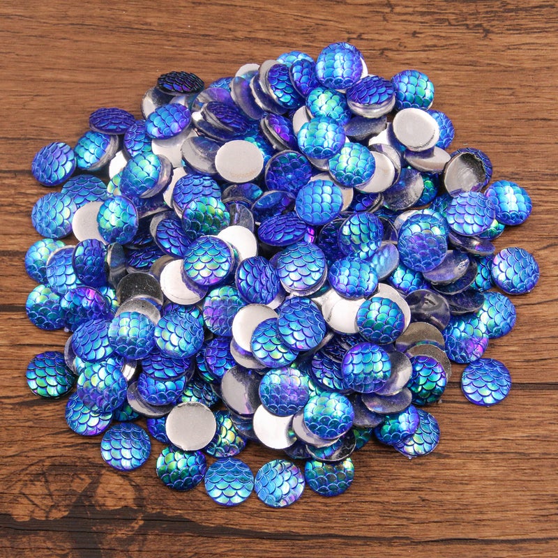Generic DIY Time Gem Accessories Multicolor Gradients Fish Scale Resin Patches Round 7 12mm 