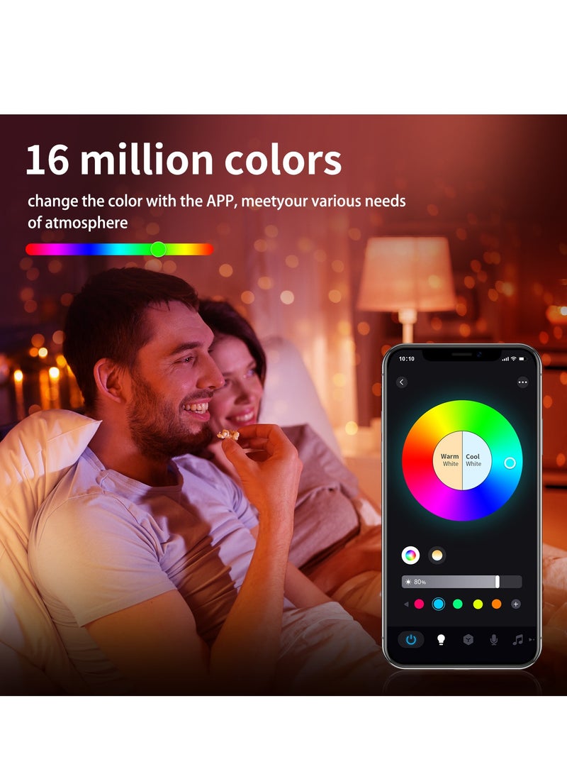 10W APP WIFI Bluetooth Control Smart LED Bulb 16Millions Colors RGB Stepless Dimmable Power Saving Light Bulb Compatible With Alexa Google Home LED Spherical Bulb For Household Bedroom KTV Room - Image 2