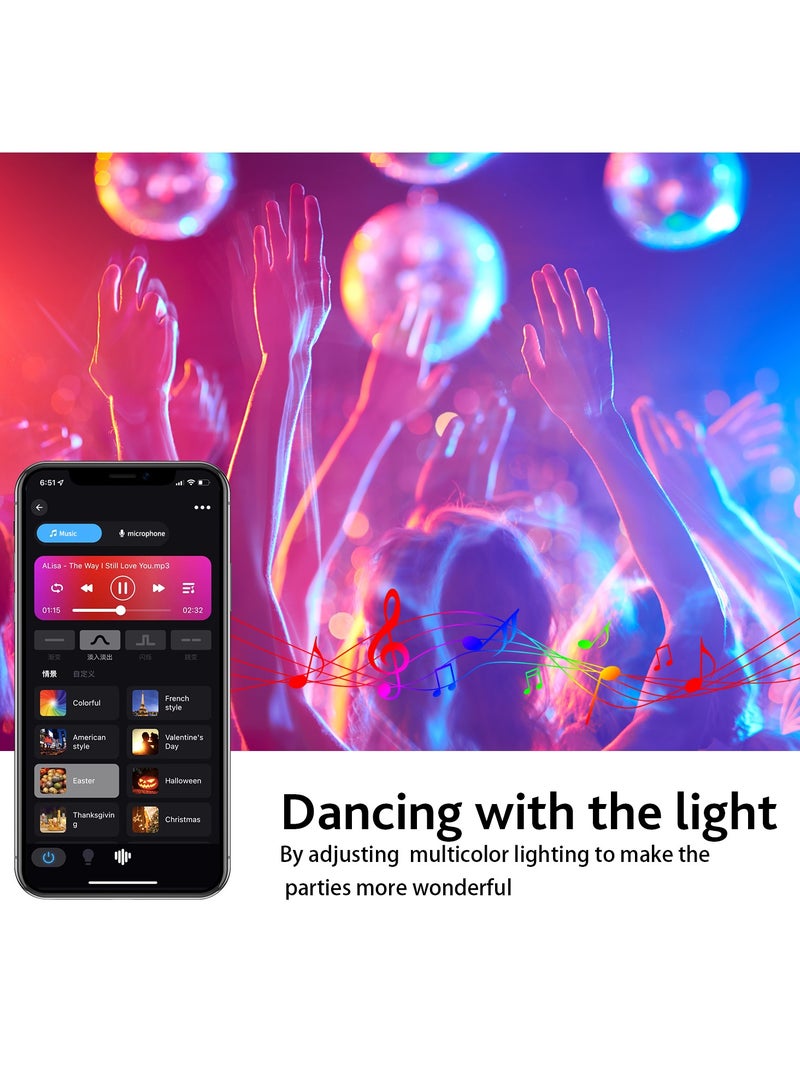 10W APP WIFI Bluetooth Control Smart LED Bulb 16Millions Colors RGB Stepless Dimmable Power Saving Light Bulb Compatible With Alexa Google Home LED Spherical Bulb For Household Bedroom KTV Room - Image 3
