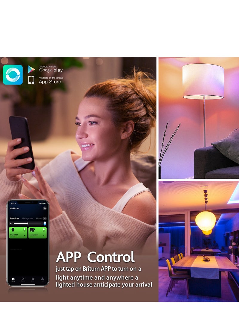 10W APP WIFI Bluetooth Control Smart LED Bulb 16Millions Colors RGB Stepless Dimmable Power Saving Light Bulb Compatible With Alexa Google Home LED Spherical Bulb For Household Bedroom KTV Room - Image 5