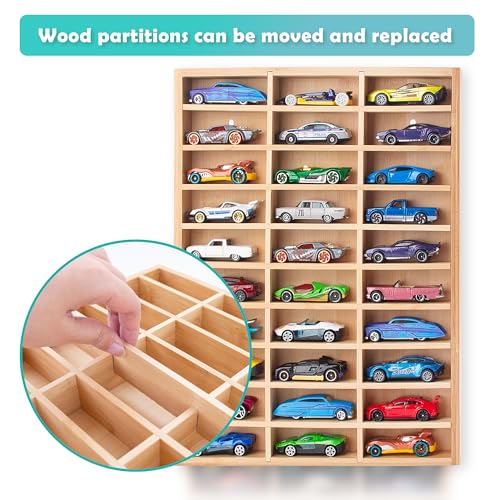 KISLANE Stylish Wood Toy Cars Display Case with Removable Shelves, Wall-Mountable Organizer for Toy Cars and Matchbox Cars, Includes Hanging Screws (Wood-30 Slots) - Image 5