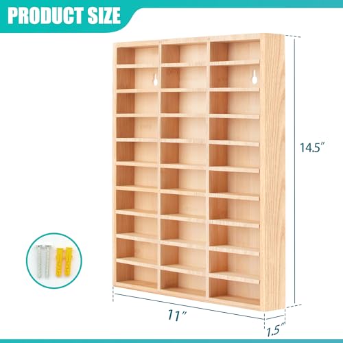 KISLANE Stylish Wood Toy Cars Display Case with Removable Shelves, Wall-Mountable Organizer for Toy Cars and Matchbox Cars, Includes Hanging Screws (Wood-30 Slots) - Image 3