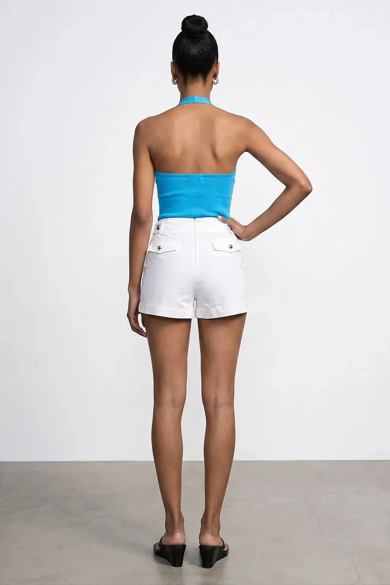 DILVIN High-Waist Tailored Cotton Shorts