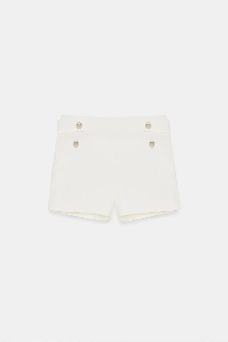 Dilvin White DILVIN High-Waist Tailored Cotton Shorts for Women | Best Price UAE