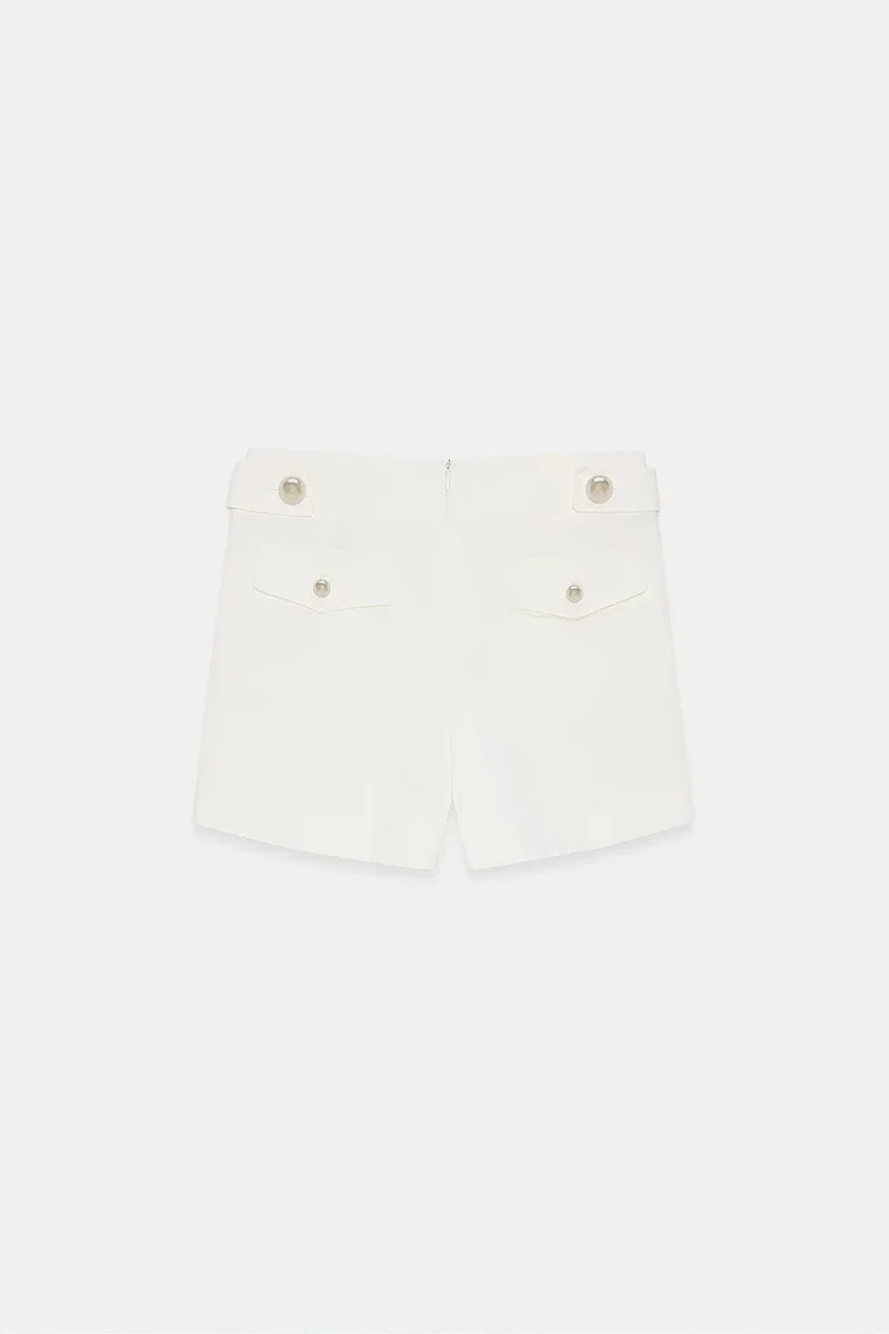 Dilvin White DILVIN High-Waist Tailored Cotton Shorts for Women | Best Price UAE