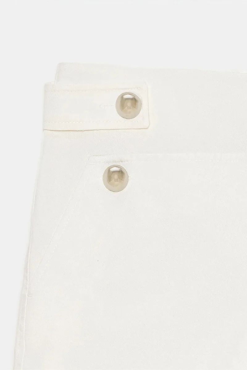 Dilvin White DILVIN High-Waist Tailored Cotton Shorts for Women | Best Price UAE