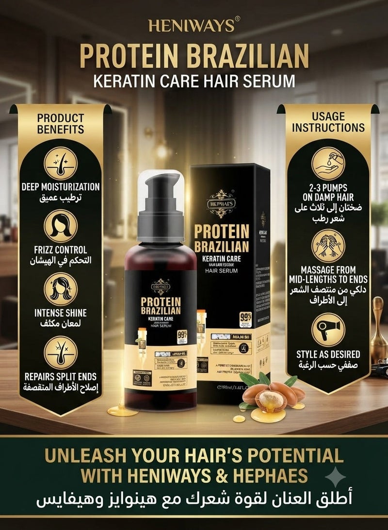 HENIWAYS Hair Serum Protein Brazilian Keratin Hair Care 100 ML - Image 2