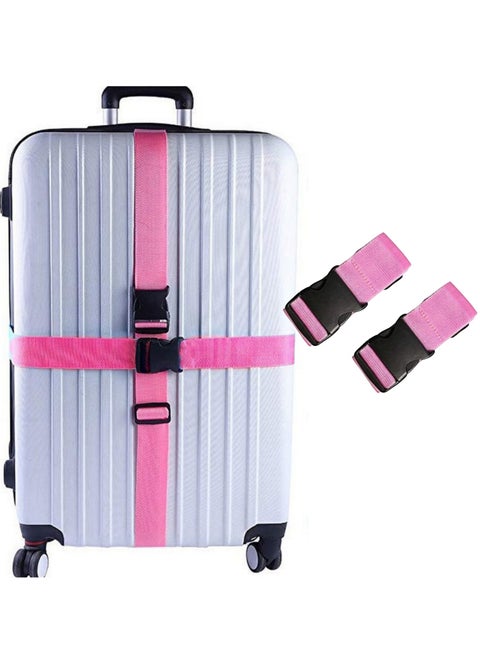 NOVOLAN Luggage Straps 2 Pieces, Packing Straps, Suitcases, Suitcases, Luggage Straps, Checked Reinforcement Straps, Trolley Cases, Plastic Buckle Luggage Straps, Generous Length 188x5cm (pink)