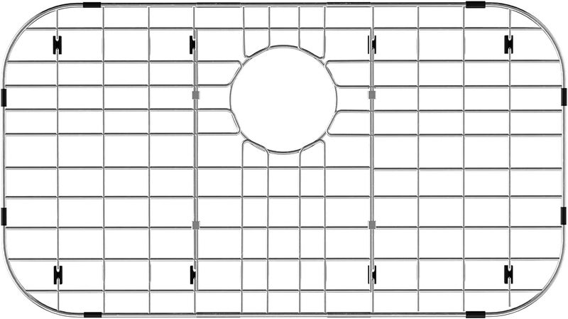 SANNO 26 X 14 Sink Grid Sink Protector Grid Kitchen Sink Protector Bottom Grid with Corner Radius Rear Drain Hole 304 Stainless Steel for Kitchen Sink Grate