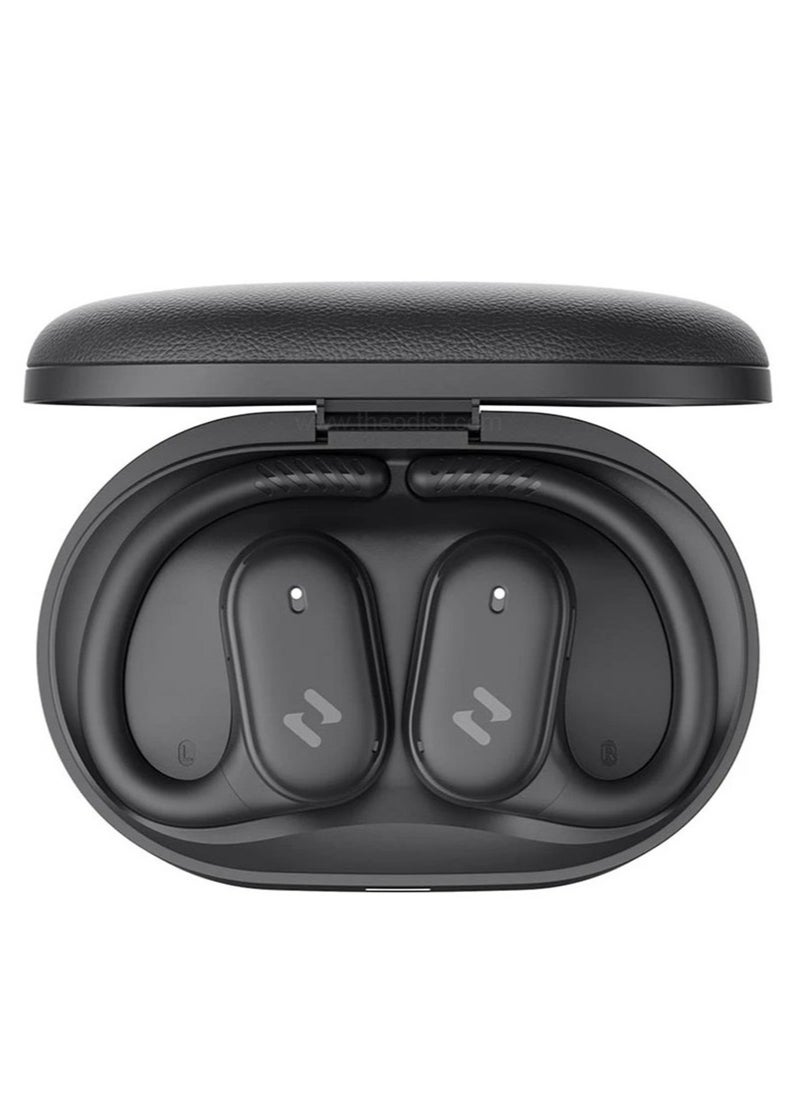 havit Open-Ear Wireless Earbuds with 64H Playtime, 8.5H Single Charge, Bluetooth 5.4, Dual ENC Mics for Clear Calls, 14.2mm Drivers, IPX5 Waterproof, Type-C Charging, Hall Switch Auto Pairing, Lightweight Secure Fit for Workouts, Travel, Music, and More (Black)  - Image 2
