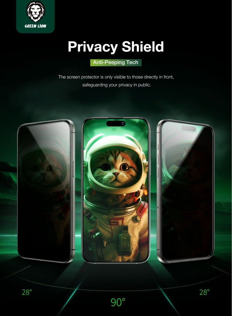 GREEN LION iPhone 16 Plus Screen Protector / Picasso 3D Privacy Glass with Alignment Tray / Anti-Scratch / Anti-Peeping / Anti Fingerprint / Bubble Free / Crystal Clear / Highly Responsive - Black Edge/Privacy - Image 4