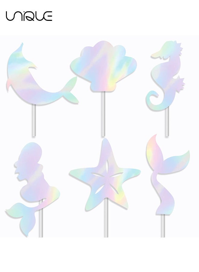 Unique 24Pcs Mermaid Theme Cupcake Topper Hat - Theme Decoration Cake Top Hat - Shell Starfish Cake Topper - Perfect for Undersea Girl Baby Shower Birthday Party Cupcake Decoration Selection - Image 3