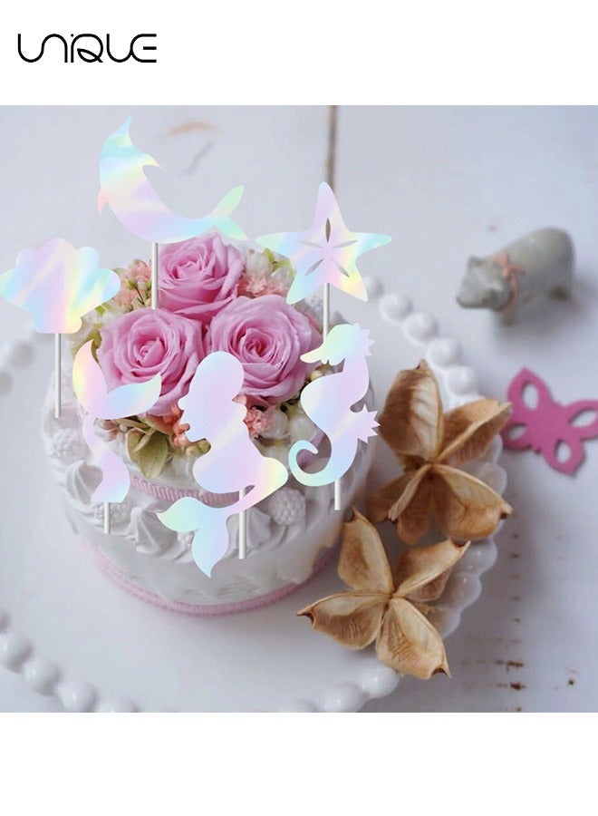 Unique 24Pcs Mermaid Theme Cupcake Topper Hat - Theme Decoration Cake Top Hat - Shell Starfish Cake Topper - Perfect for Undersea Girl Baby Shower Birthday Party Cupcake Decoration Selection - Image 4