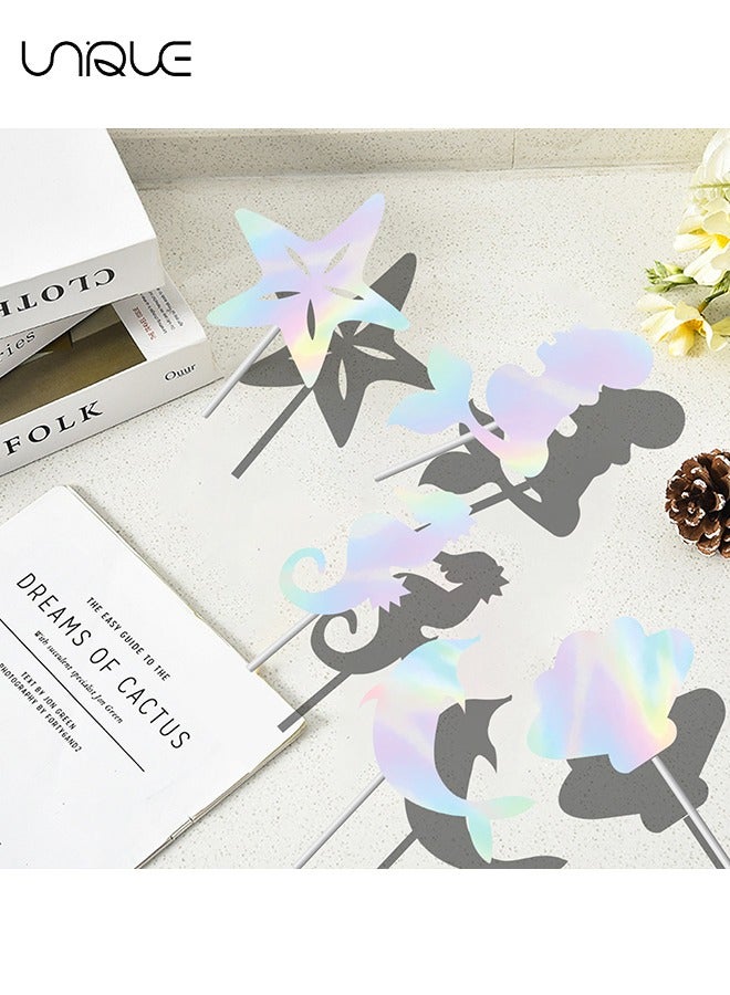 Unique 24Pcs Mermaid Theme Cupcake Topper Hat - Theme Decoration Cake Top Hat - Shell Starfish Cake Topper - Perfect for Undersea Girl Baby Shower Birthday Party Cupcake Decoration Selection - Image 5