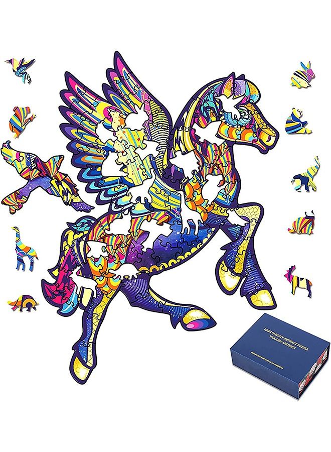 Horse Wooden Jigsaw Puzzle Wood Animal Shape 3D Jigsaw Puzzle for Adults and Kids - Image 1