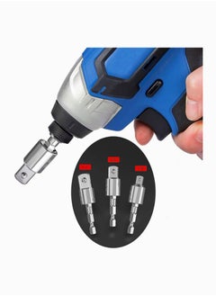 Y&D Power Drill Sockets Adapter, Impact Driver Rotatable Hex Shank Socket to Adapter 1/4" 3/8" 1/2" 3-Piece  - Image 4