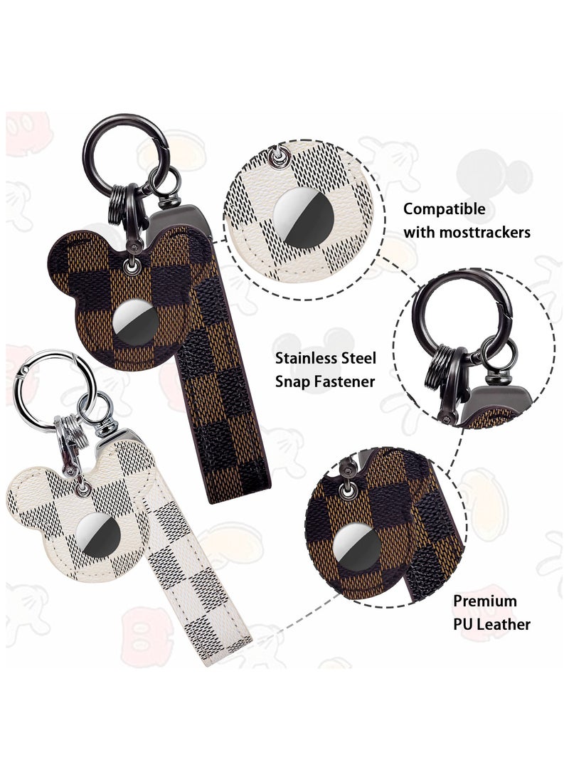 ILovhaprty 2pcs Leather Car Keychain Set White and Brown Cute Key Chain for Car Keys Kawaii Charms for Bag  - Image 2