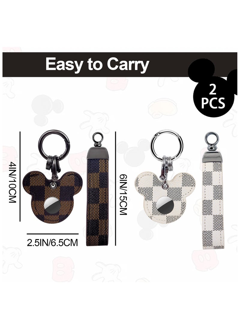 ILovhaprty 2pcs Leather Car Keychain Set White and Brown Cute Key Chain for Car Keys Kawaii Charms for Bag  - Image 3