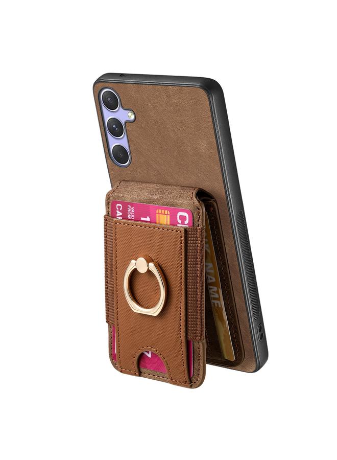 اس-توب جراب هاتف جلدي لهاتف Samsung Galaxy M32 4G بتصميم كلاسيكي مع حامل مغناطيسي قابل للفصل وحقيبة بطاقات - Image 4