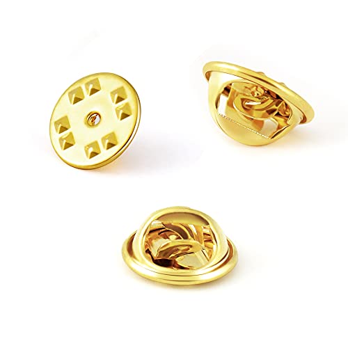 KASBEE Pin Backs, Lapel Pin Backs, 50PCS Brass Metal Pin Backings for Brooch Tie Hat Badge Insignia, Gold - Image 1