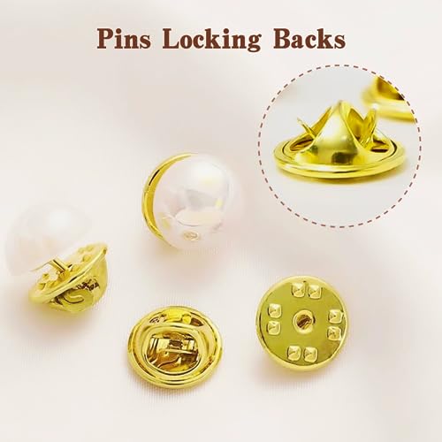 KASBEE Pin Backs, Lapel Pin Backs, 50PCS Brass Metal Pin Backings for Brooch Tie Hat Badge Insignia, Gold - Image 2