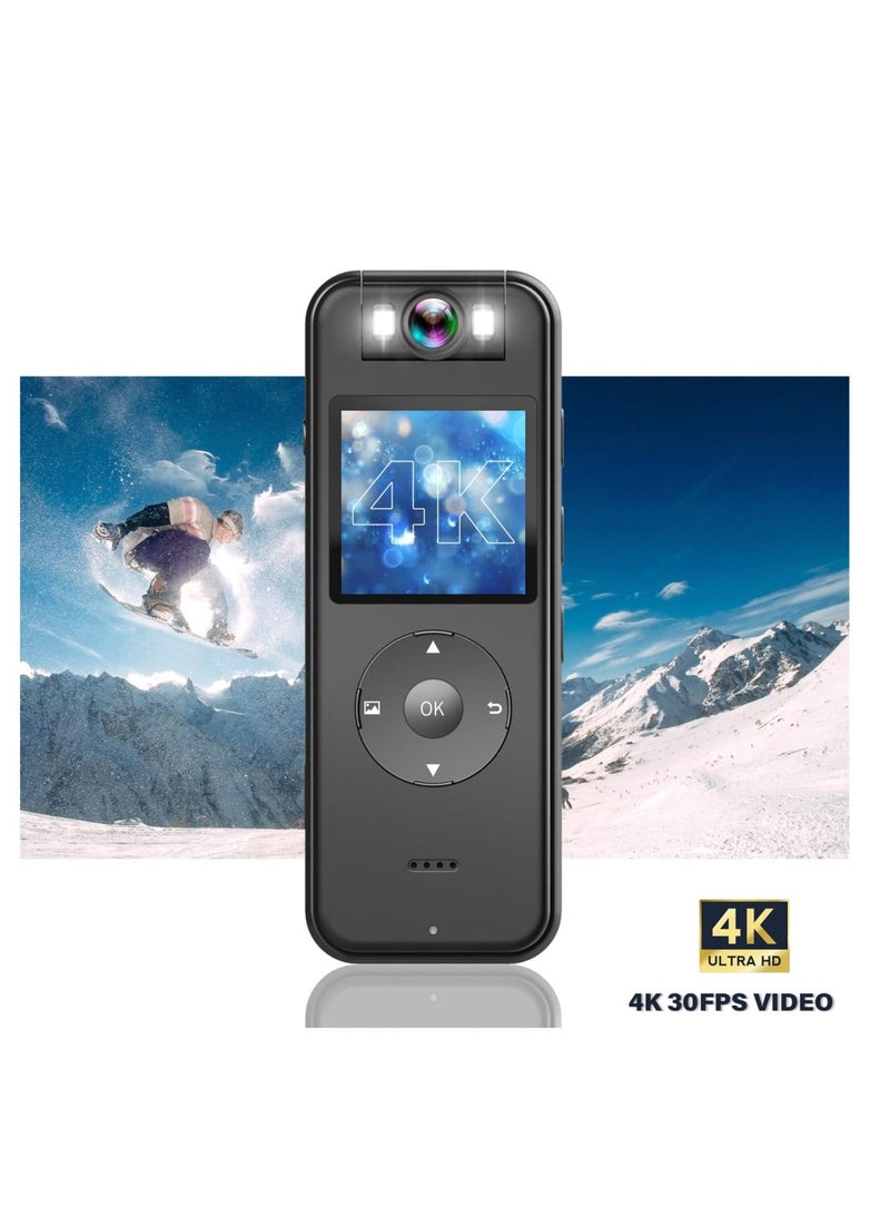 128GB Body Camera 4K 30FPS UHD Recording,1.4 in Screen Recorder Night Vision Lighting 6HR Life Wearable Camcorder for Outdoor Riding, Home, Sports, Security, Travel Records - Image 2